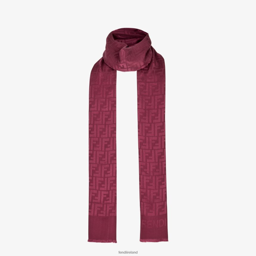 Fendi Women Burgundy Silk Stole R06TFR486 Accessories Red