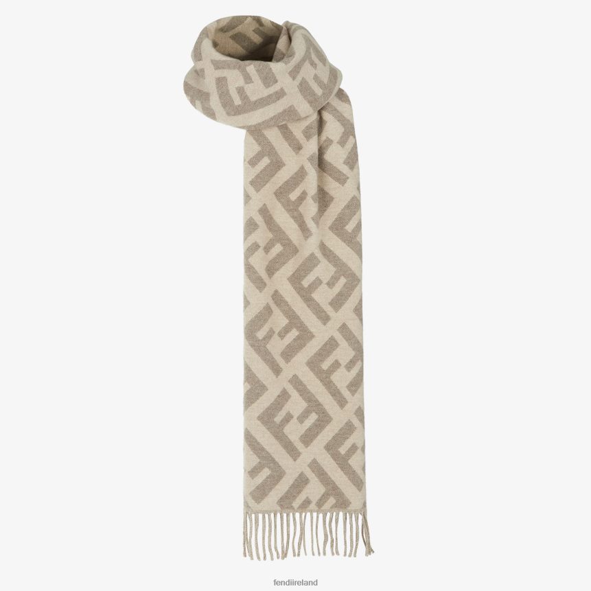 Fendi Women Dove Cashmere Scarf R06TFR54 Accessories Brown