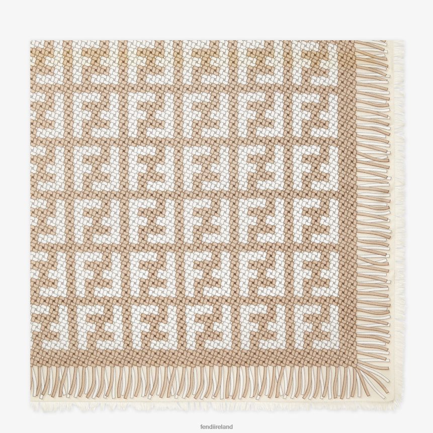 Fendi Women Modal And Silk Shawl R06TFR173 Accessories Beige