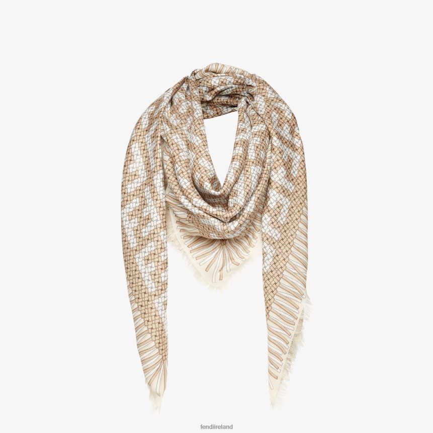 Fendi Women Modal And Silk Shawl R06TFR173 Accessories Beige