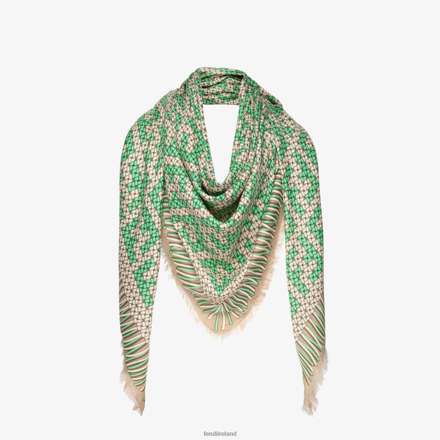 Fendi Women Modal And Silk Shawl R06TFR182 Accessories Green