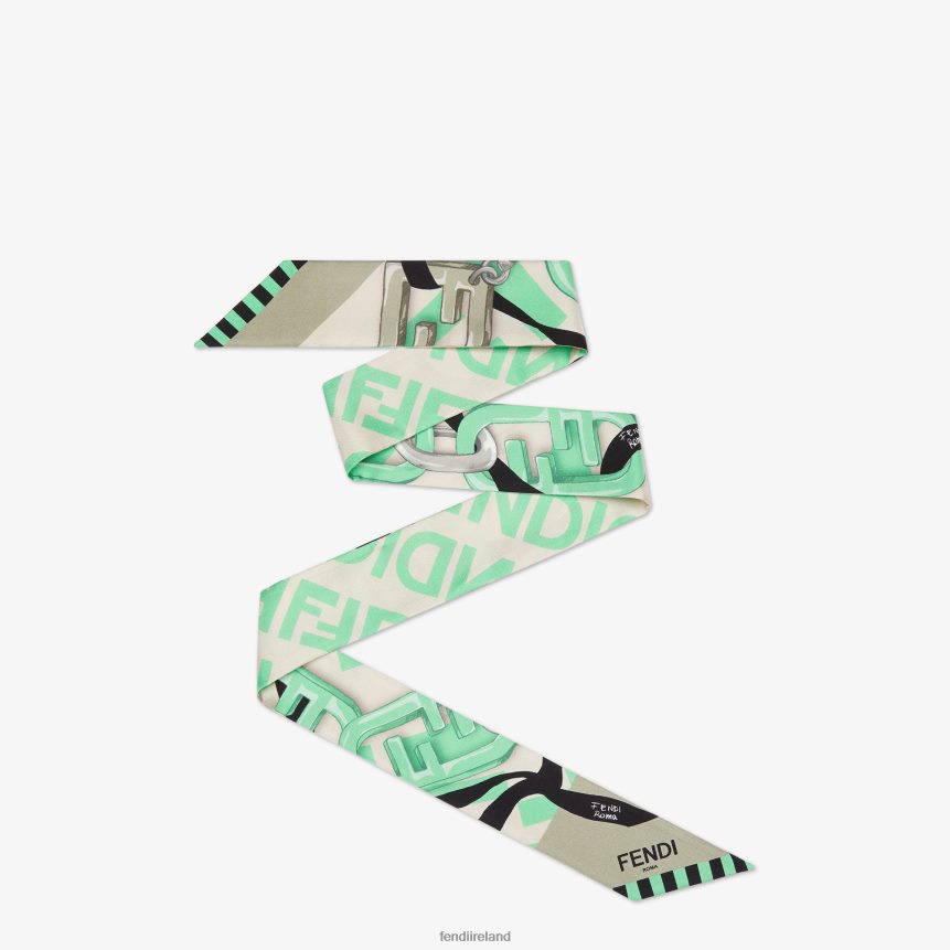 Fendi Women Organic Silk Bandeau R06TFR186 Accessories Green