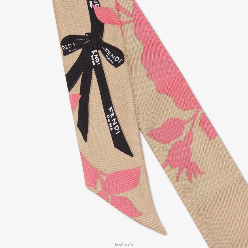 Fendi Women Organic Silk Bandeau R06TFR221 Accessories Beige