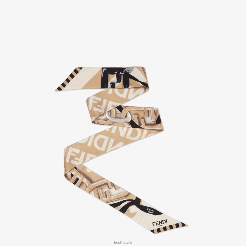 Fendi Women Organic Silk Bandeau R06TFR249 Accessories Beige