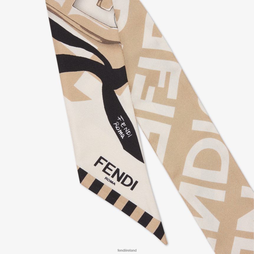 Fendi Women Organic Silk Bandeau R06TFR249 Accessories Beige