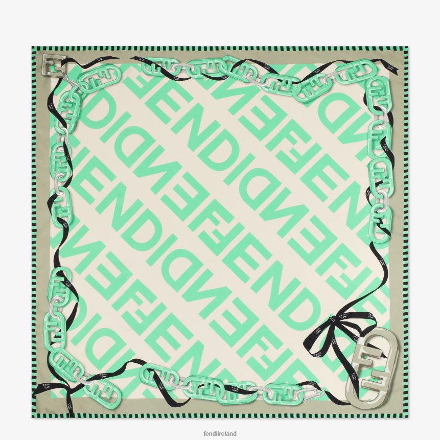 Fendi Women Organic Silk Foulard R06TFR187 Accessories Green
