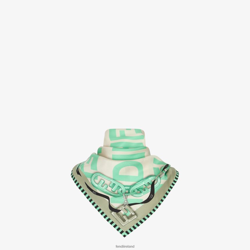 Fendi Women Organic Silk Foulard R06TFR187 Accessories Green