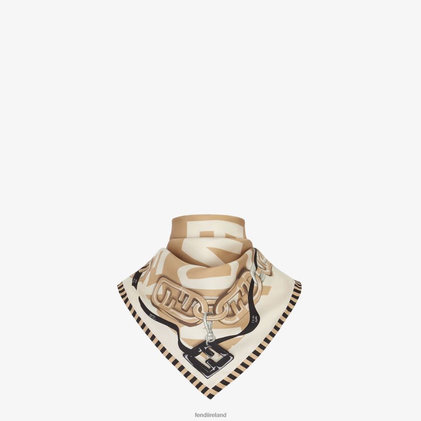 Fendi Women Organic Silk Foulard R06TFR213 Accessories Beige