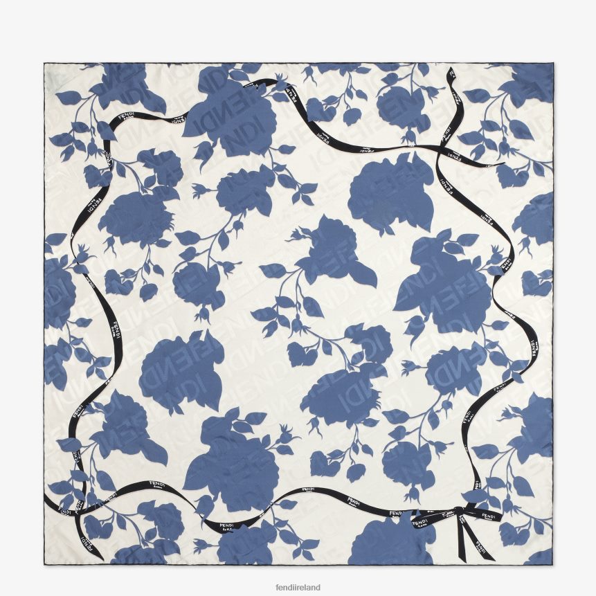 Fendi Women Organic Silk Foulard R06TFR218 Accessories Blue