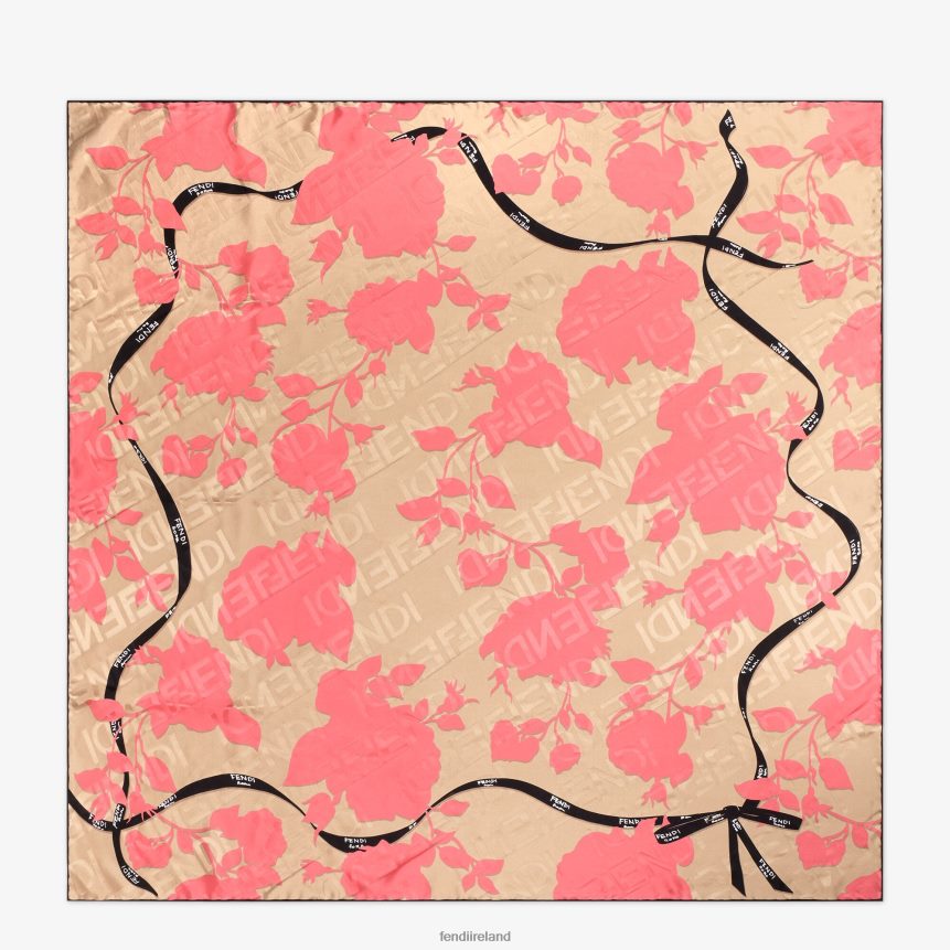 Fendi Women Organic Silk Foulard R06TFR239 Accessories Pink