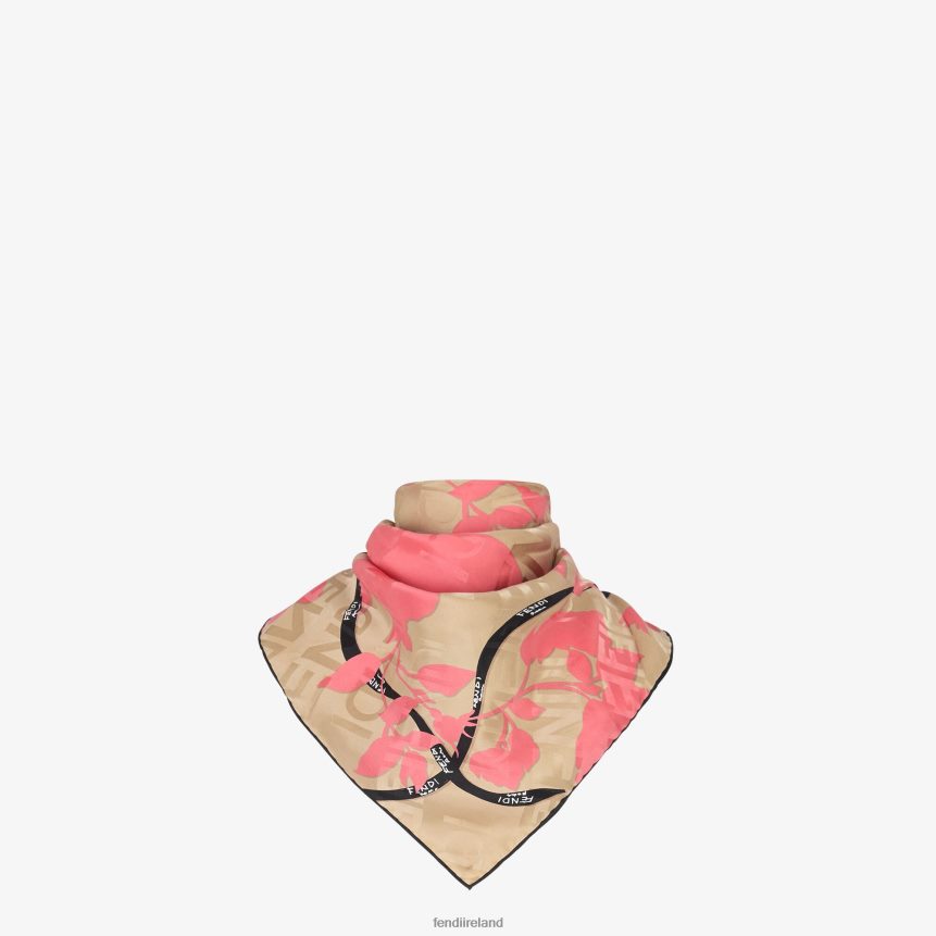 Fendi Women Organic Silk Foulard R06TFR239 Accessories Pink
