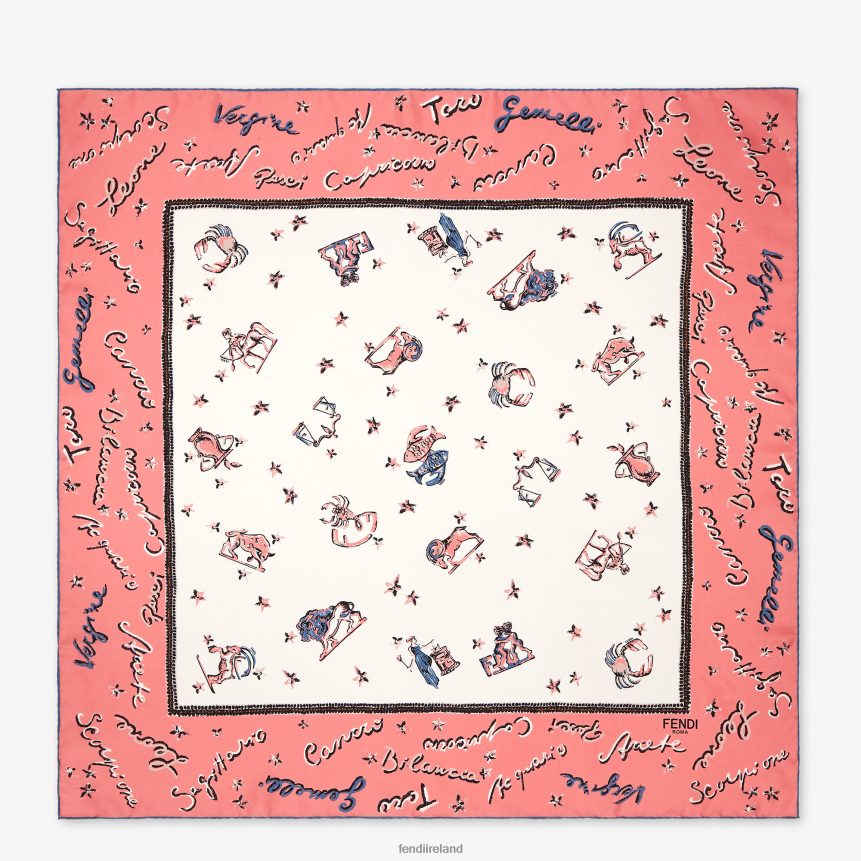 Fendi Women Printed Silk Foulard R06TFR9 Accessories Pink