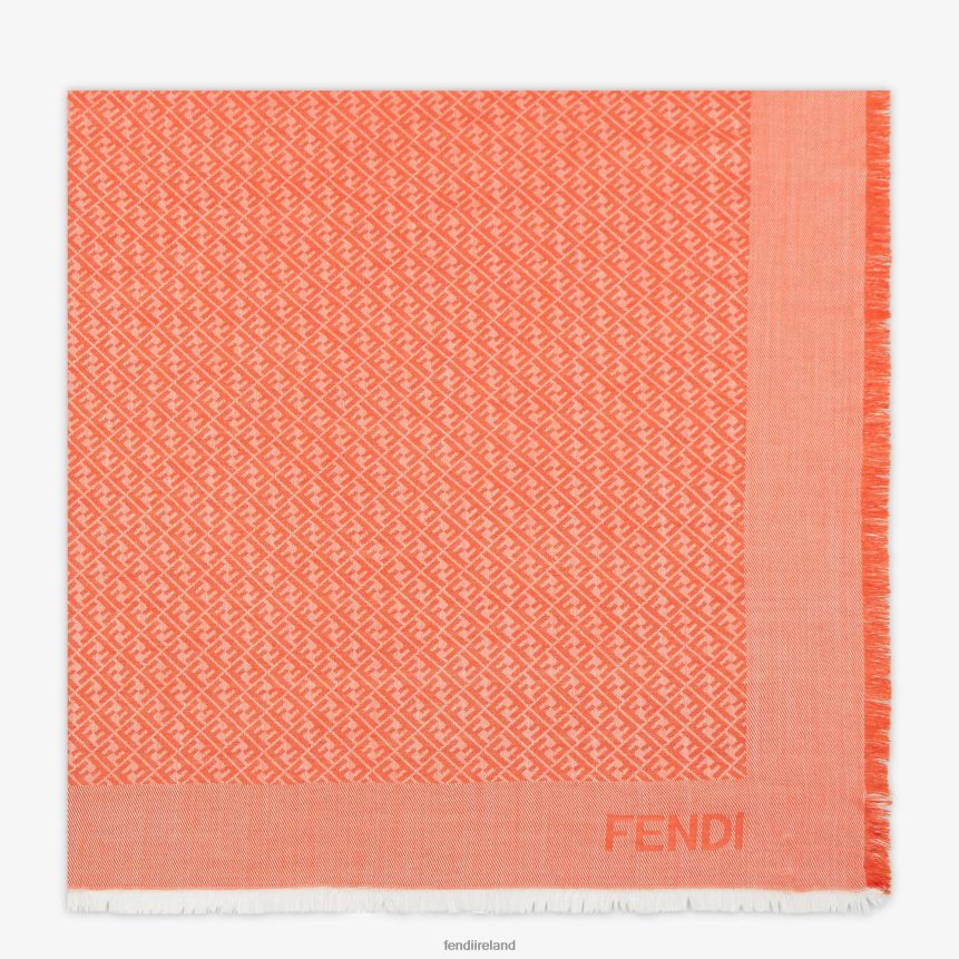 Fendi Women Silk And Wool Shawl R06TFR127 Accessories Orange
