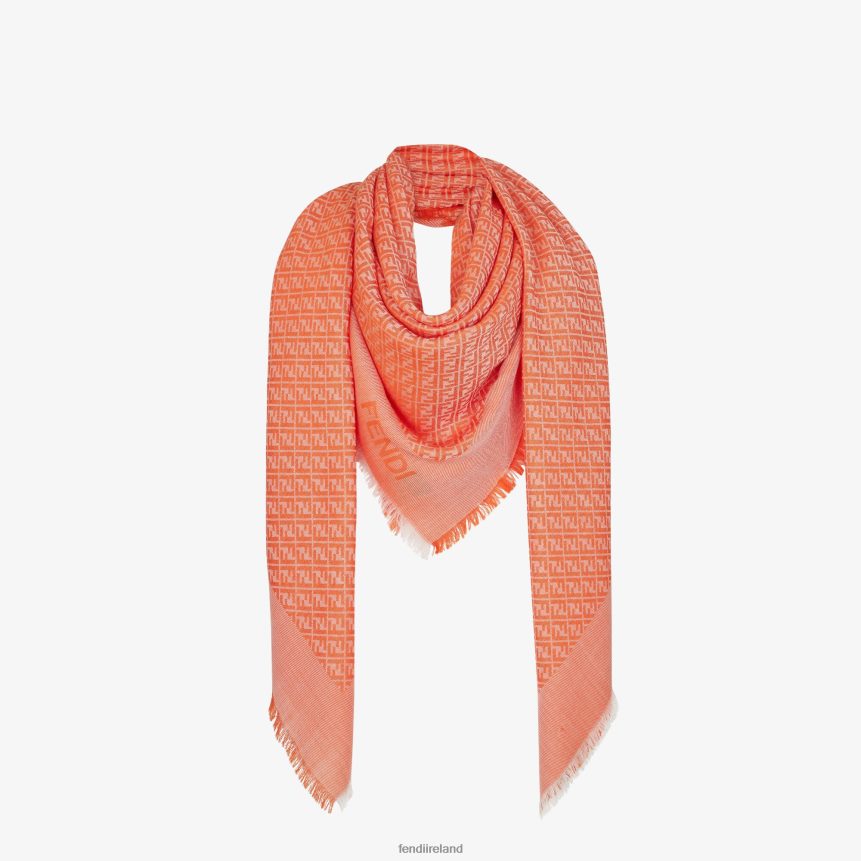 Fendi Women Silk And Wool Shawl R06TFR127 Accessories Orange