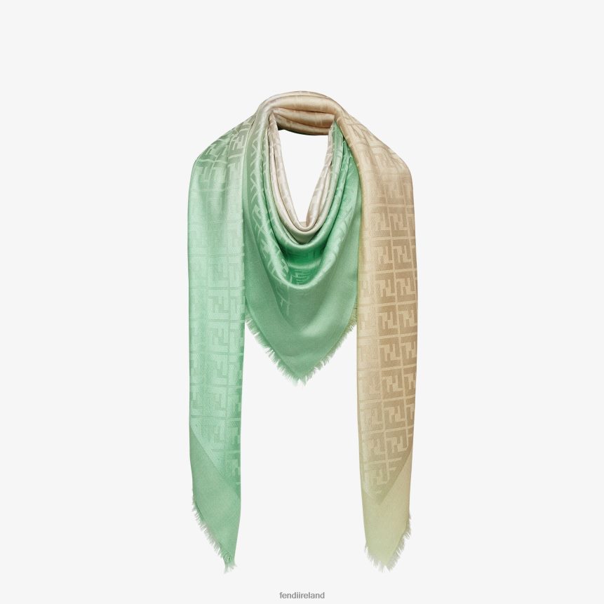Fendi Women Silk And Wool Shawl R06TFR204 Accessories Green
