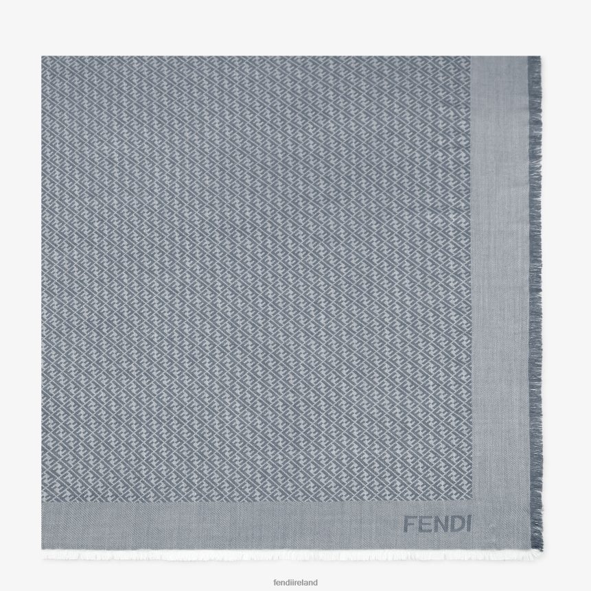 Fendi Women Silk And Wool Shawl R06TFR216 Accessories Blue