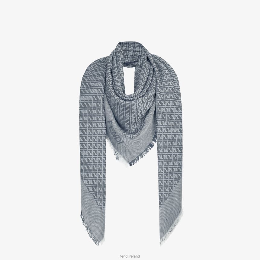 Fendi Women Silk And Wool Shawl R06TFR216 Accessories Blue