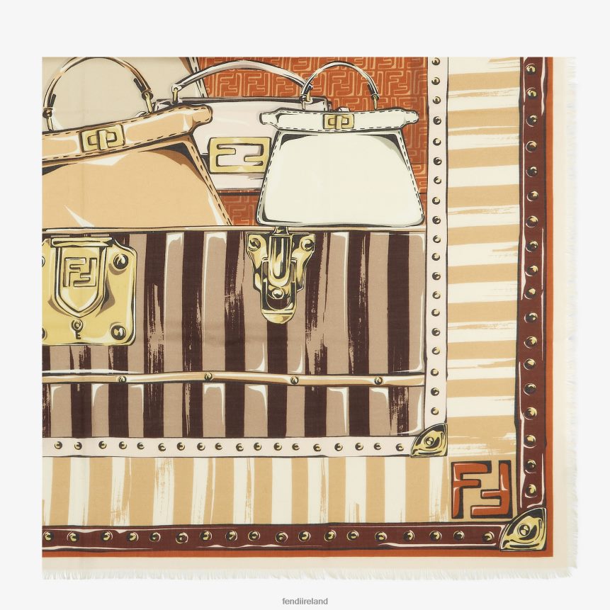 Fendi Women Silk And Wool Shawl R06TFR25 Accessories Pink