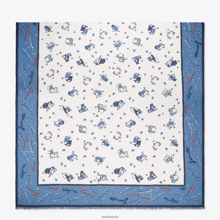 Fendi Women Silk Stole R06TFR126 Accessories Blue