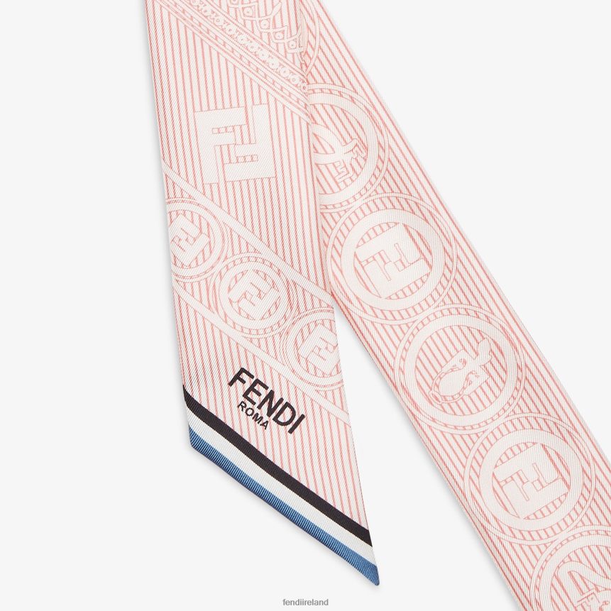 Fendi Women Striped Silk Tie Scarf R06TFR107 Accessories Pink
