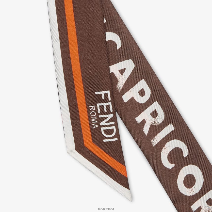 Fendi Women Wrappy Silk Bandeau R06TFR123 Accessories Brown