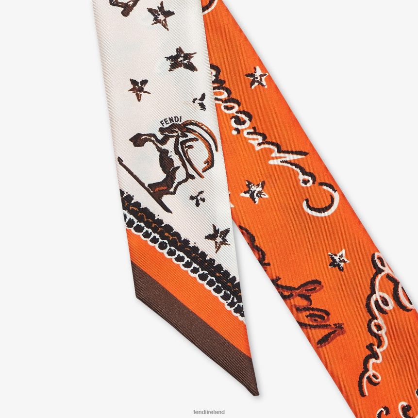 Fendi Women Wrappy Silk Bandeau R06TFR132 Accessories Orange