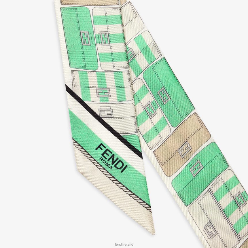 Fendi Women Wrappy Silk Bandeau R06TFR231 Accessories Green