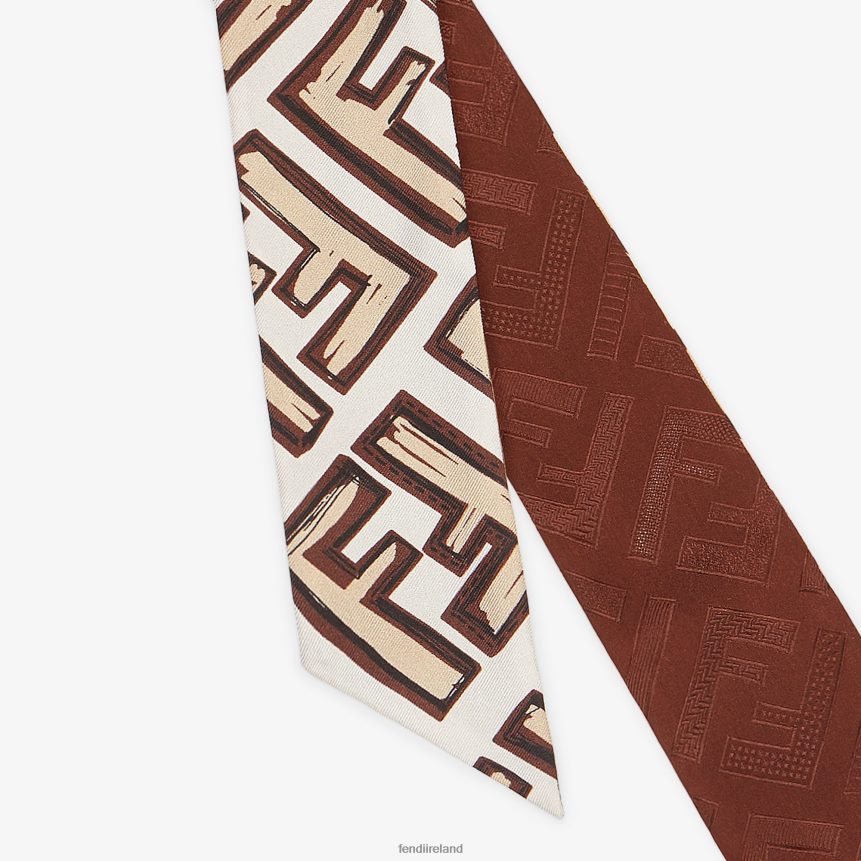 Fendi Women Wrappy Silk Bandeau R06TFR453 Accessories Brown