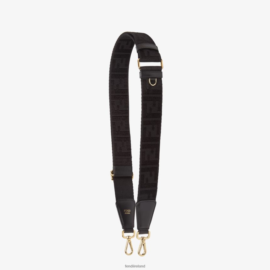 Fendi Women FF Jacquard Webbing Shoulder Strap R06TFR289 Accessories Black
