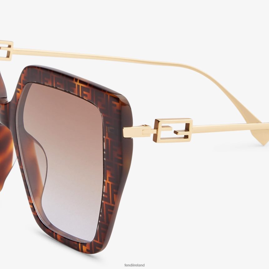 Fendi Women FF Havana Acetate And Metal Sunglasses R06TFR366 Accessories Fashion