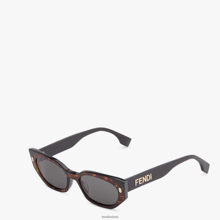 Fendi Women FF Havana And Acetate Sunglasses R06TFR369 Accessories Black