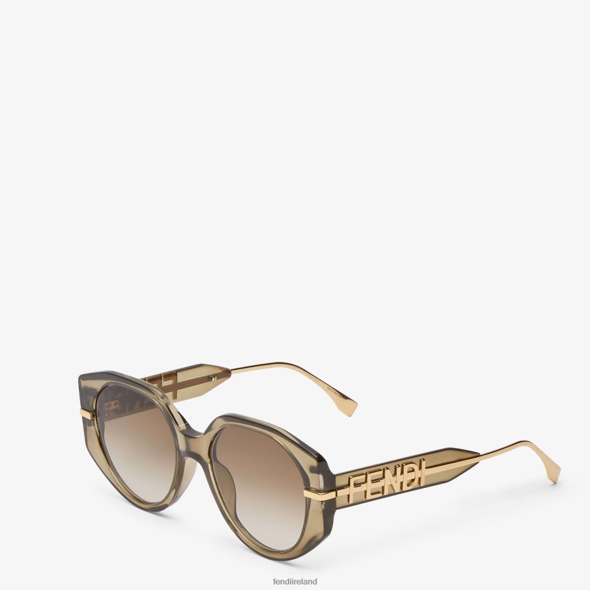 Fendi Women Transparent Khaki Acetate Sunglasses R06TFR277 Accessories Green