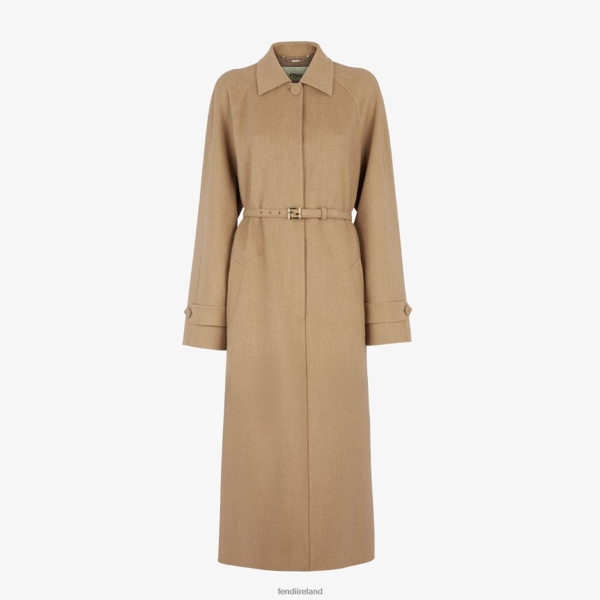 Fendi Women Cashmere Trench Coat R06TFR975 Apparel Beige
