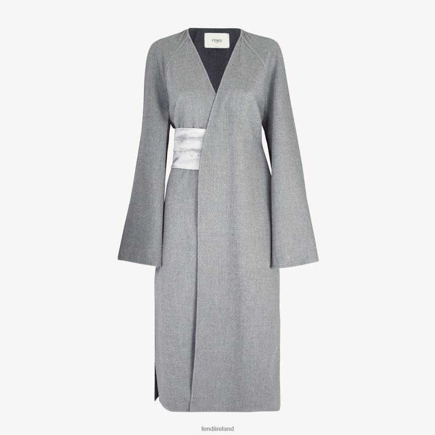 Fendi Women Double-Sided Cashmere Overcoat R06TFR1116 Apparel Gray