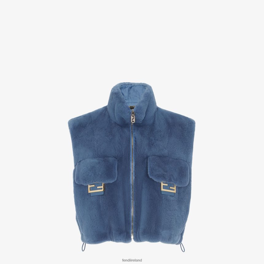 Fendi Women Mink Vest R06TFR1253 Apparel Blue