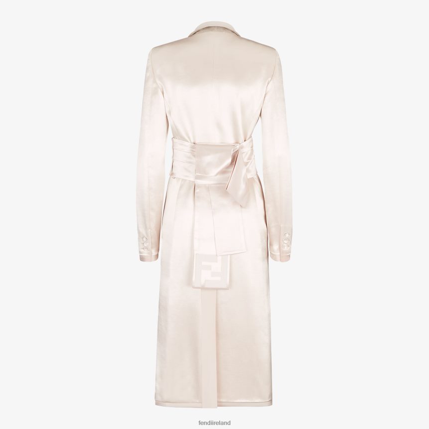 Fendi Women Satin And Wool Gabardine Overcoat R06TFR1122 Apparel Beige