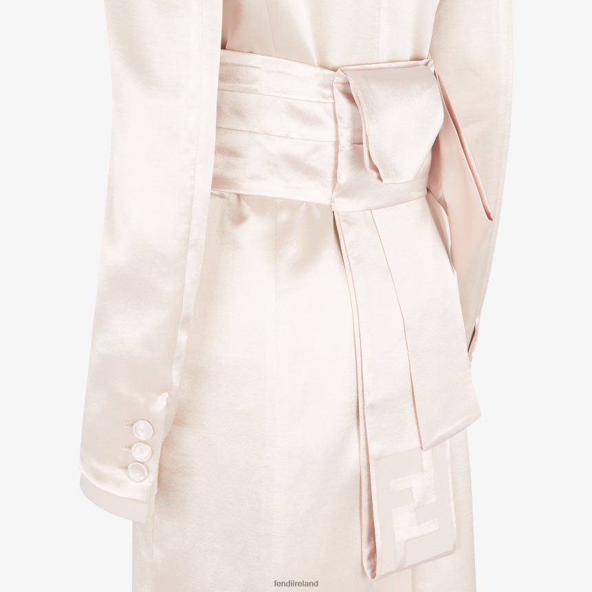 Fendi Women Satin And Wool Gabardine Overcoat R06TFR1122 Apparel Beige