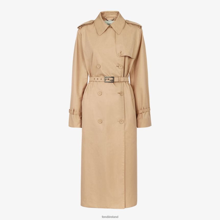Fendi Women Tech Cotton Trench Coat R06TFR1104 Apparel Beige