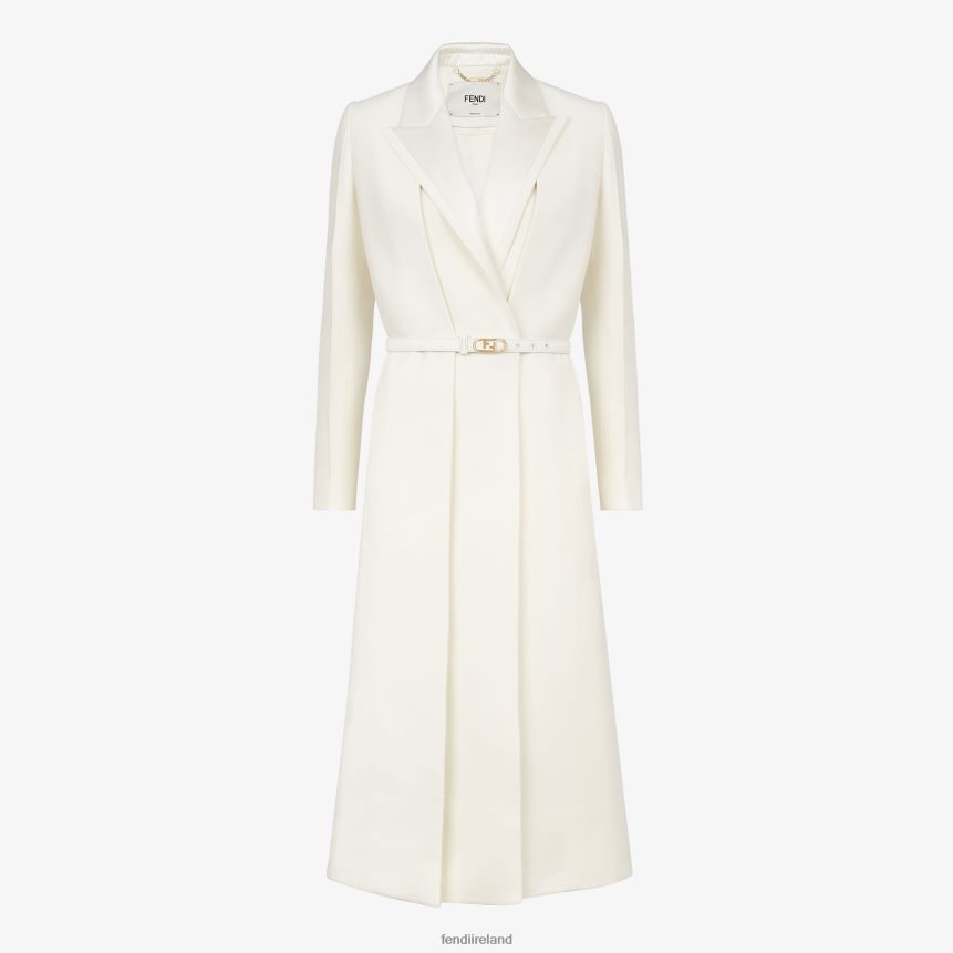 Fendi Women Wool And Silk Coat R06TFR1258 Apparel White