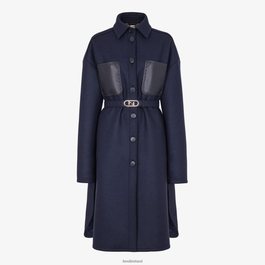 Fendi Women Wool Coat R06TFR1235 Apparel Blue