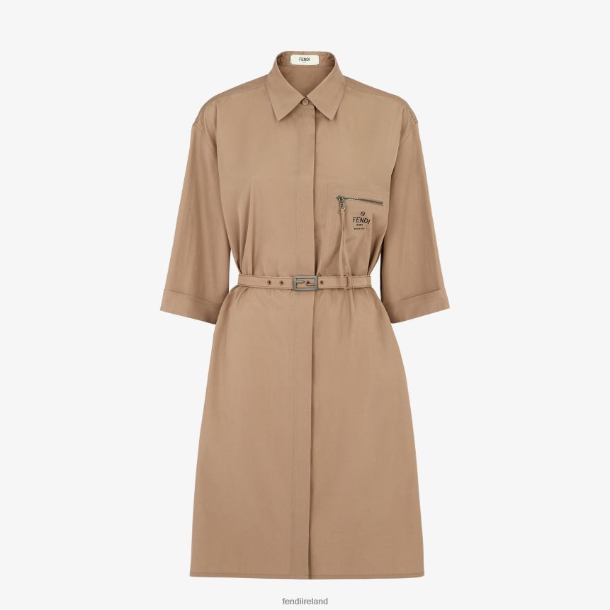 Fendi Women Cotton Dress R06TFR1069 Apparel Brown