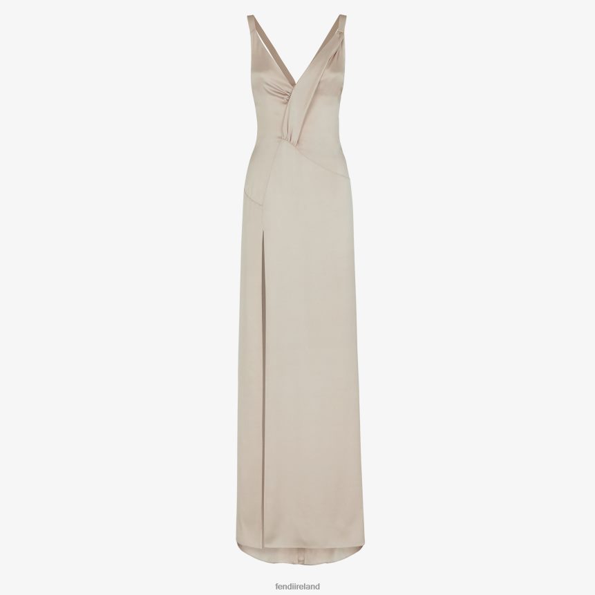 Fendi Women Dress In Dove Satin R06TFR1194 Apparel Beige