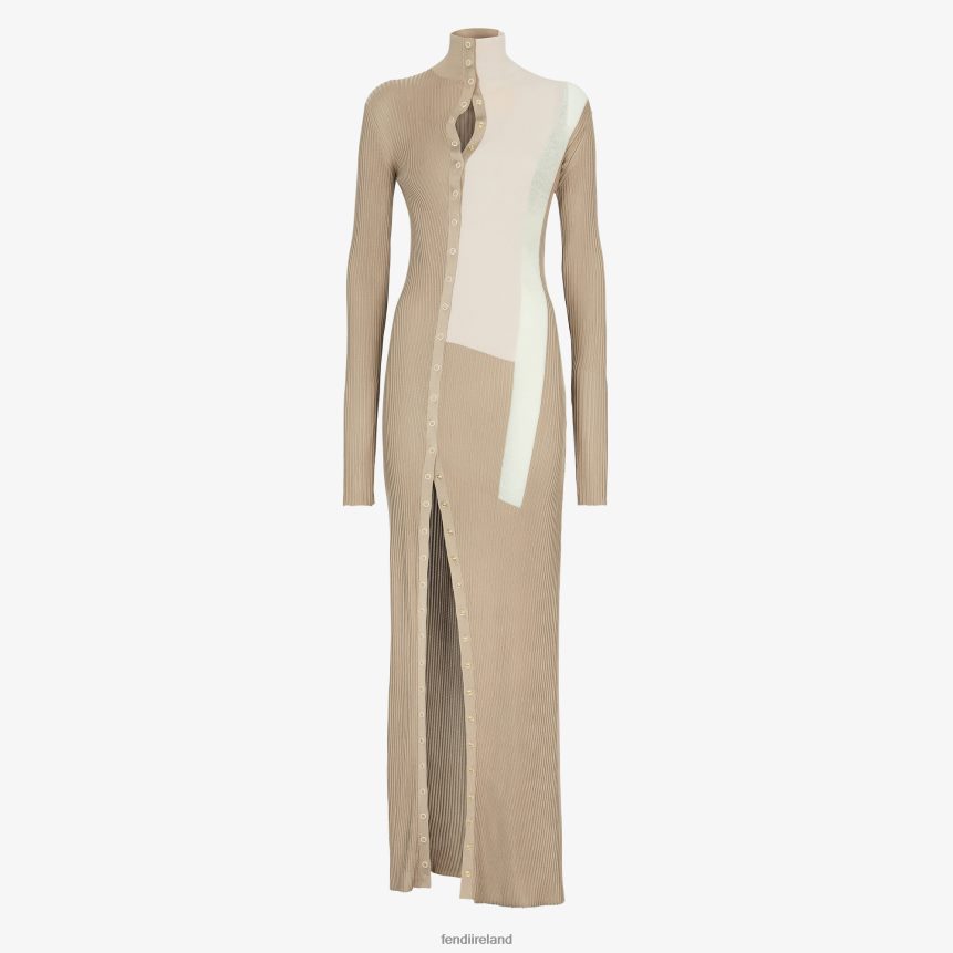 Fendi Women Silk And Viscose Dress R06TFR953 Apparel Beige