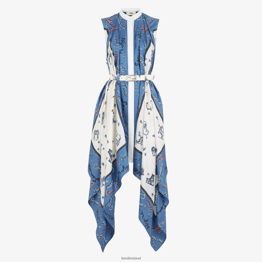 Fendi Women Silk Dress R06TFR1039 Apparel Blue
