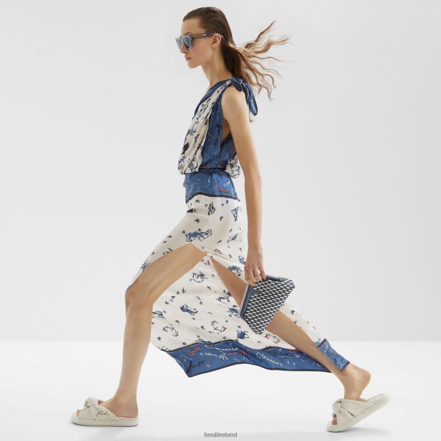 Fendi Women Two-Tone Silk One-Shoulder Dress R06TFR1042 Apparel Multicolor