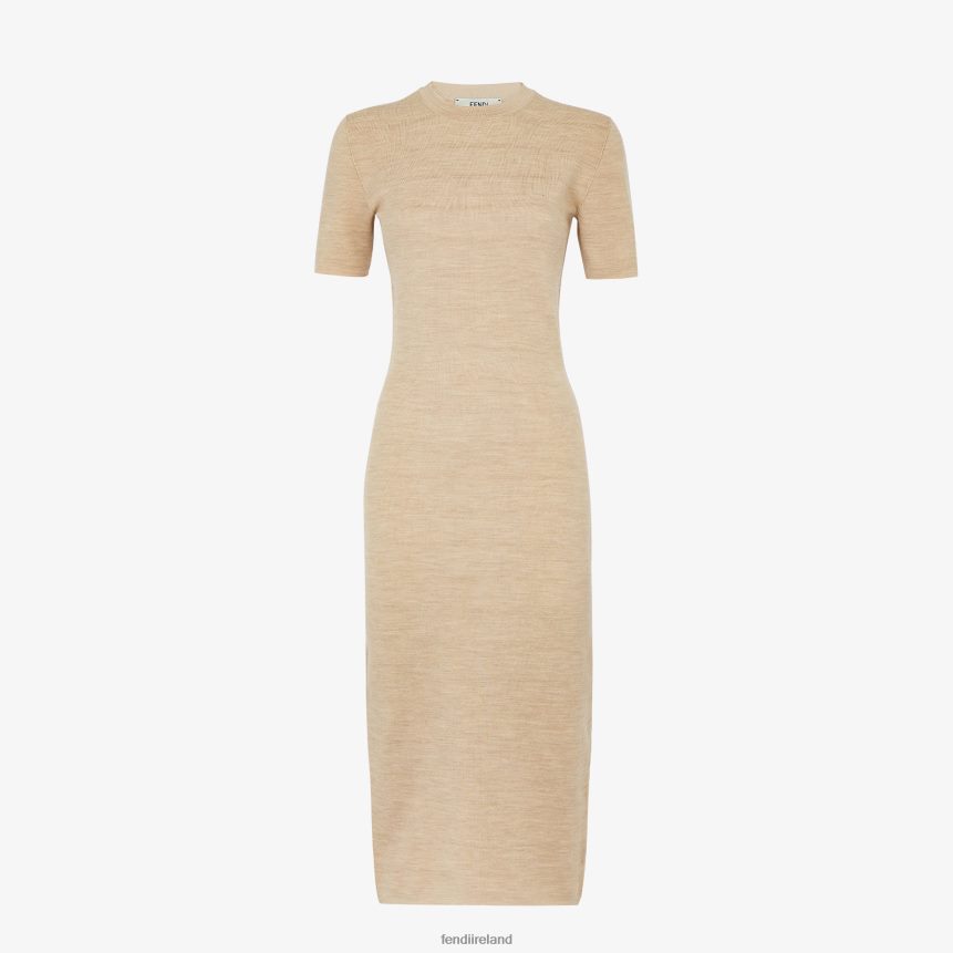 Fendi Women Wool Dress R06TFR1082 Apparel Beige