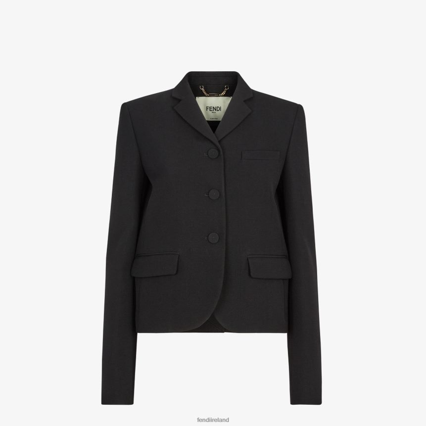 Fendi Women Grain De Poudre Wool Jacket R06TFR1003 Apparel Black