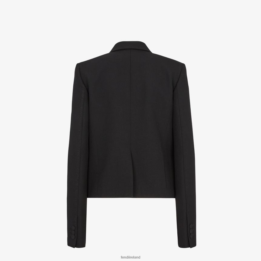 Fendi Women Grain De Poudre Wool Jacket R06TFR1003 Apparel Black