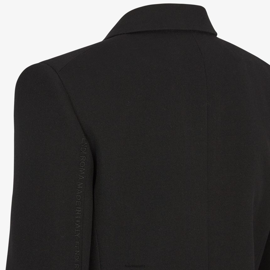 Fendi Women Grain De Poudre Wool Jacket R06TFR1003 Apparel Black