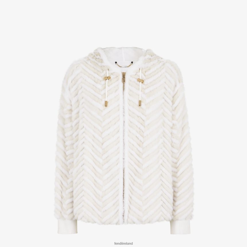 Fendi Women Mink Jacket R06TFR986 Apparel White